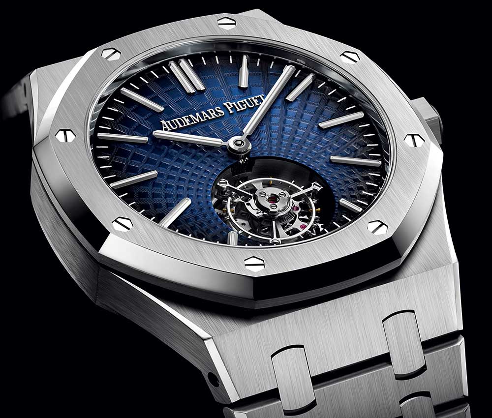 audemars piguet royal oak flying tourbillon closeup blue dial