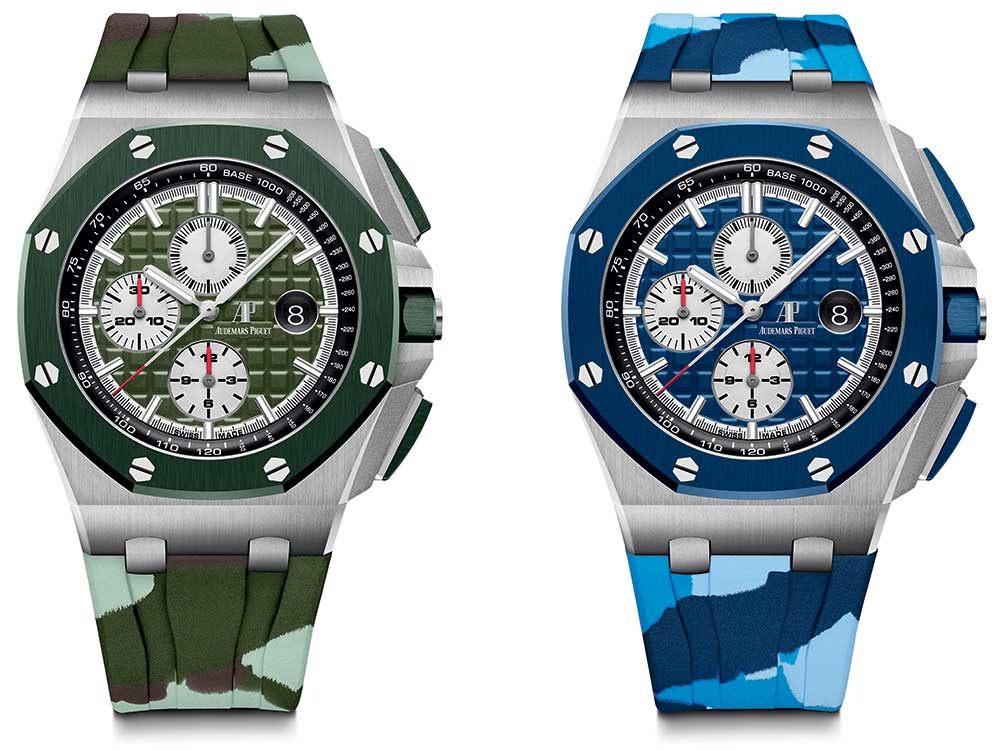 audemars piguet royal oak offshore camo green and blue versions