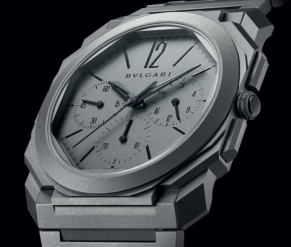 bulgari octo finissimo chronograph gmt closeup