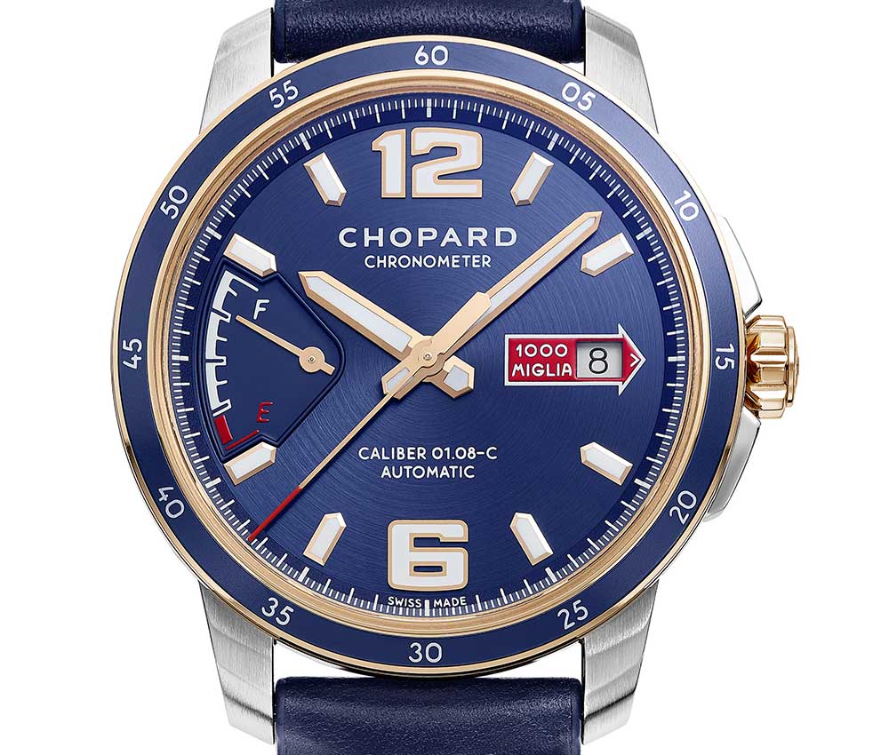 chopard mille miglia gts azzurro power control closeup