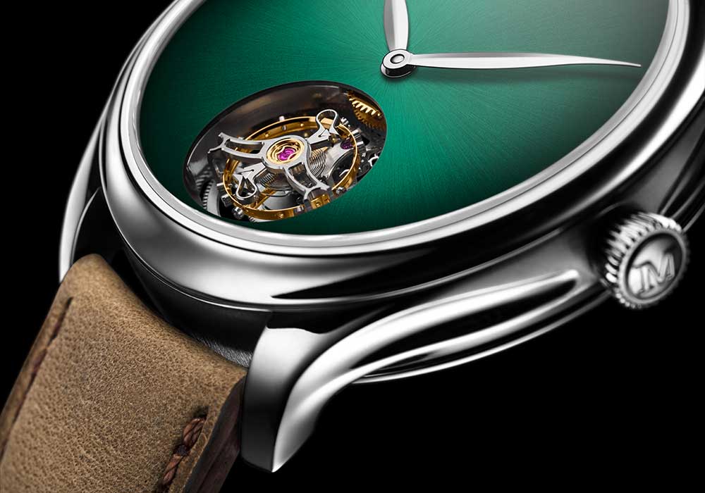 h moser cie endeavour tourbillon concept cosmic green closeup tourbillon