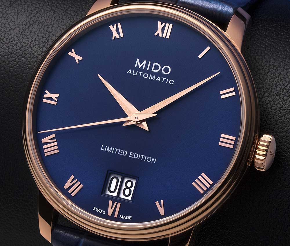 mido baroncelli big date limited edition closeup