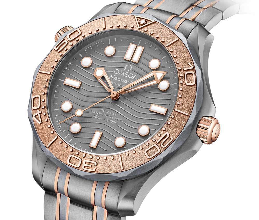 omega seamaster diver titanium tantalum closeup